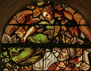 Fenster, das den Engel zeigt, der den heiligen Petrus im Gefängnis besucht, 16.-17. Jahrhundert